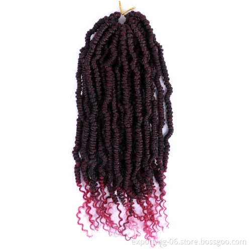 Synthetic Crotchet Hair Extensions Ombre Crochet Braids Fluffy Kinky Twist Braiding Hair Pre Twisted Bomb Spring Twists Hair
